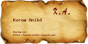 Korom Anikó névjegykártya